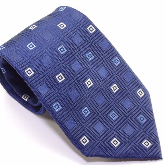 Michael Kors Blue Geometric 100% Silk Necktie - Picture 2 of 9